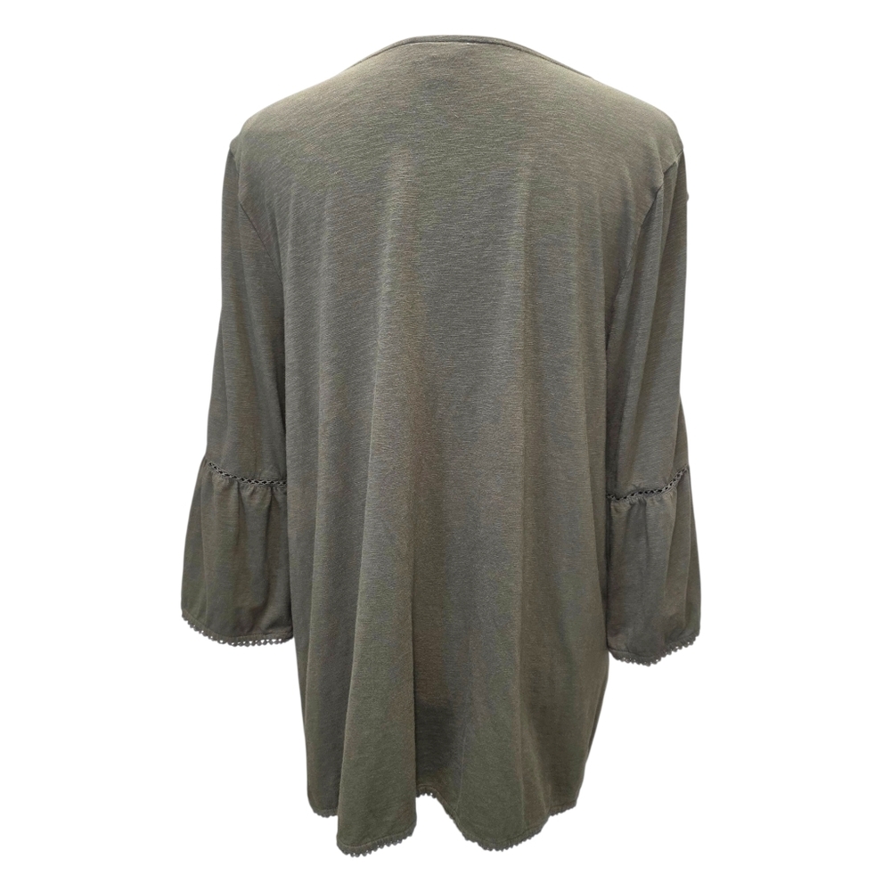 J. Jill Olive Green Women's Top with Button Sleeve Detail Size Large - Picture 4 of 8